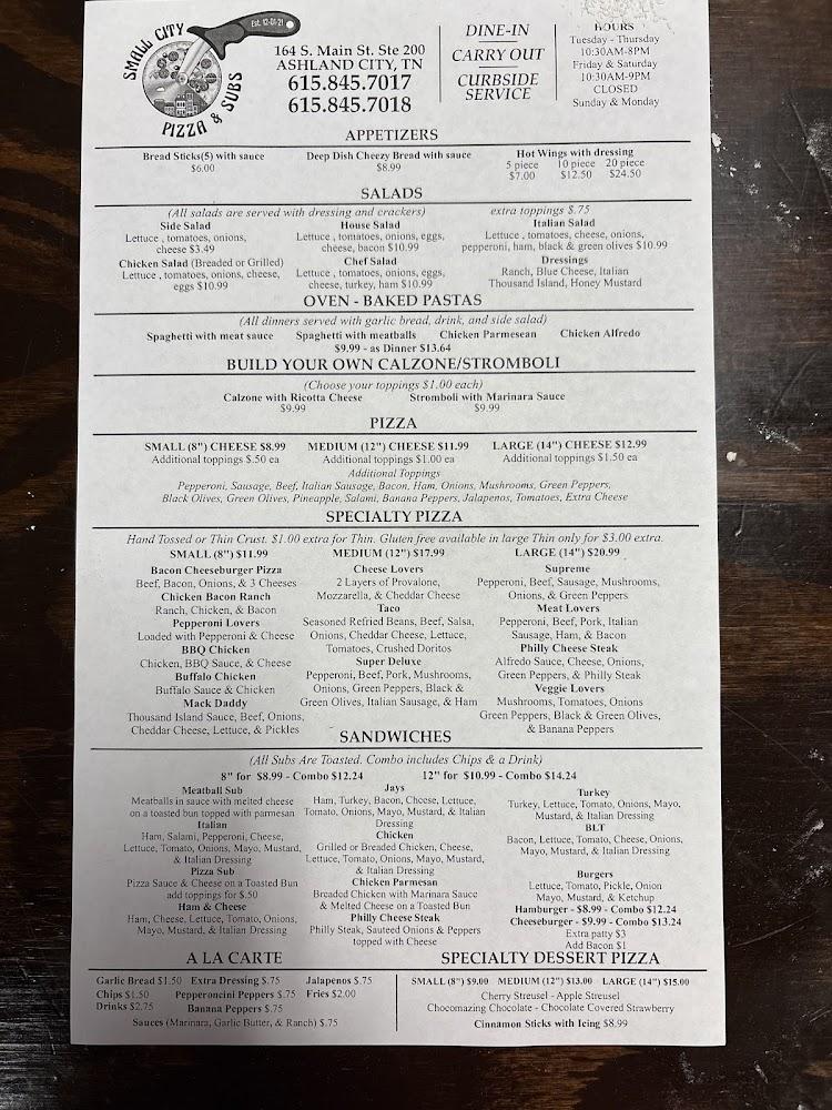 Small city pizza & subs Menu image 1